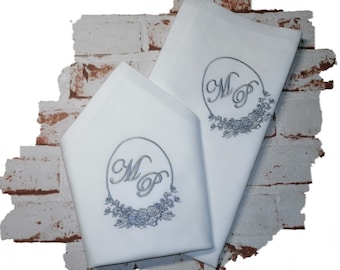 Elegant fabric napkins with monogram