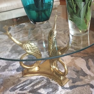 MCM French Brass Table, Peacock Sculpture Design Coffee Table Side Table Original Solid Hollywood Regency home 60s