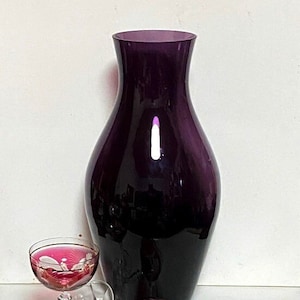 Vintage Purple Glass Vase XL, Mouth-blown Floor Vase WMF Germany