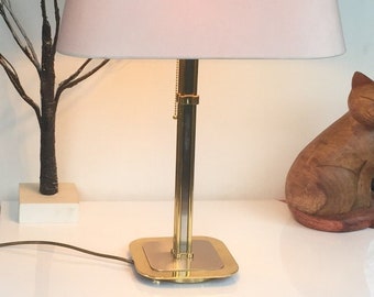 70s MODERN table lamp Italy Romeo Rega style top brass silver design lamp orig. Shade can be switched in 4 ways, design lamp 1960-70s