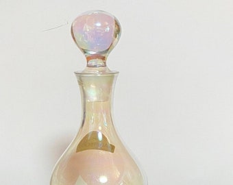 Iridescent glass flacon, iridescent glass vase, rainbow glass decanter, heavy quality Irisdecent glass - Carafe Modern home 1970-80s