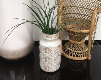 Modernist ceramic vase Amsterdam, white beige glazed vase, Scheurich Germany, flower vase handmade flower bulb decor classic WGP