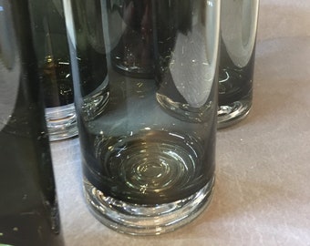 Smoked Glass Highball Glasses, Dark Crystal Long Drink Glasses Water Glasses Tonic Black Glasses Bubbles Ice Floor Modern Art Bar 1960s