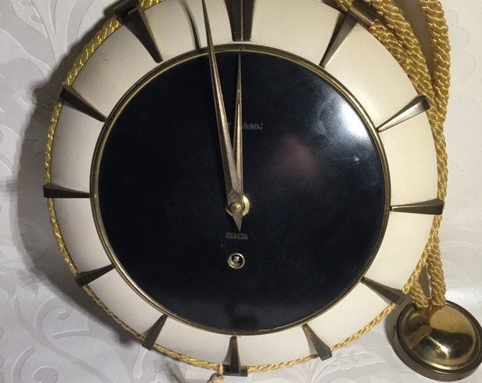 1950s Wall Clock JUNGHANS Exacta, Germany With Cord /true Vintage MCM