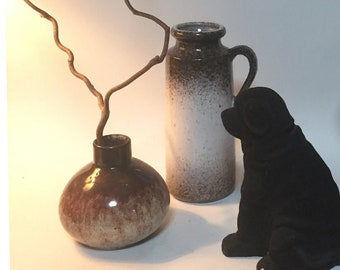 シューリッヒ花瓶 414-16 とボール花瓶のセット、白、茶色