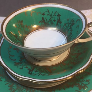 Porcelain collection cup elves, angels Biedermeier scene, white green gold silhouette Vivaldi composer musician gift vintage 30s-40s
