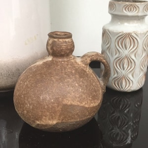 Kroesselbach ceramic vase handmade Germany, signed studio ceramic vase, vintage early period art ceramic brown tones rare 1960-70s