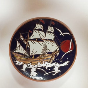 Keramik-Wandplatte, handgefertigt schwere Schale by Ikapo BONIS, Rhodos, Greece, griechische Kunst Sammlerstück,  Art pottery