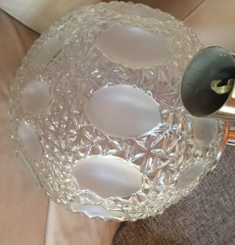 Vintage Glass Ball Lamp Space Age Ball Hanging Lamp Frosted Etsy