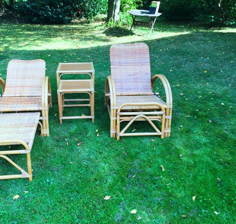Boho Bambus LiegeStuhl Rattan Deck Chair Lounge Chair Etsy.de