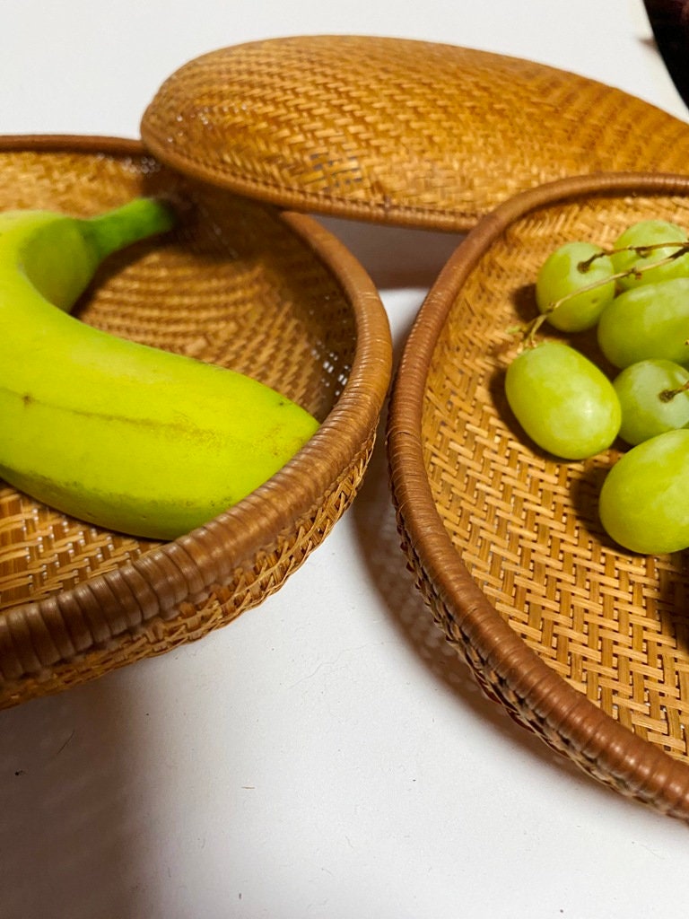 3x Cestino per Pane, Cesto in Bambù con Inserto di Stoffa HLP: 16