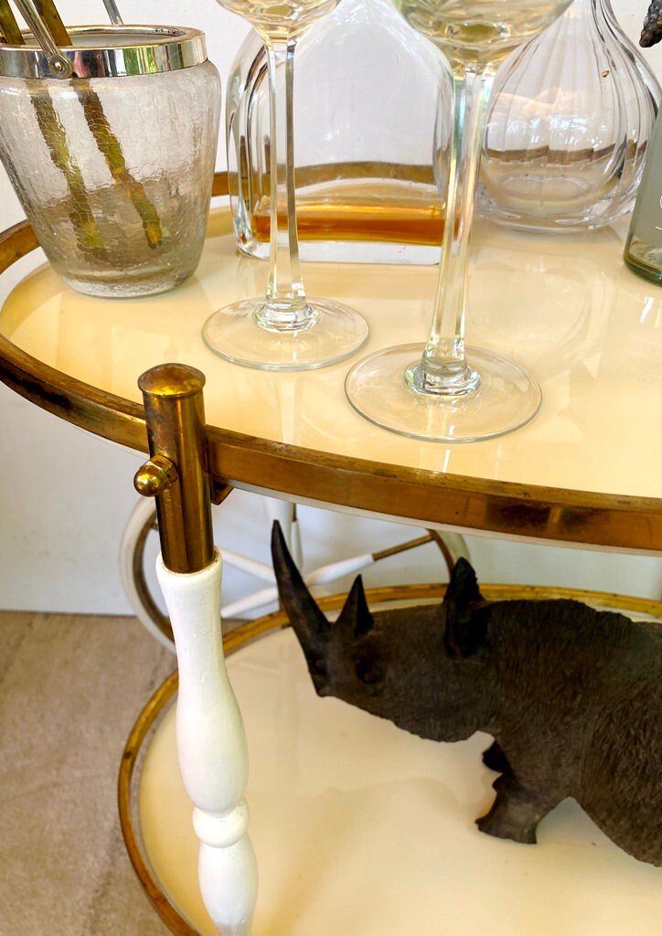 ヴィンテージイタリアンバーカート | ホワイトブラス＆ウッドドリンク