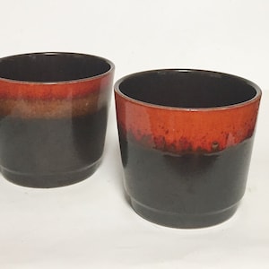 Vintage red brown planter, set of 2, Original handmade cachepot vase WGP ceramic, Germany Pottery, Boho home 1960-70s