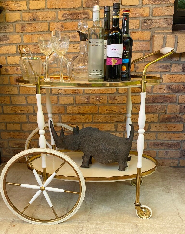 ヴィンテージイタリアンバーカート | ホワイトブラス＆ウッドドリンク