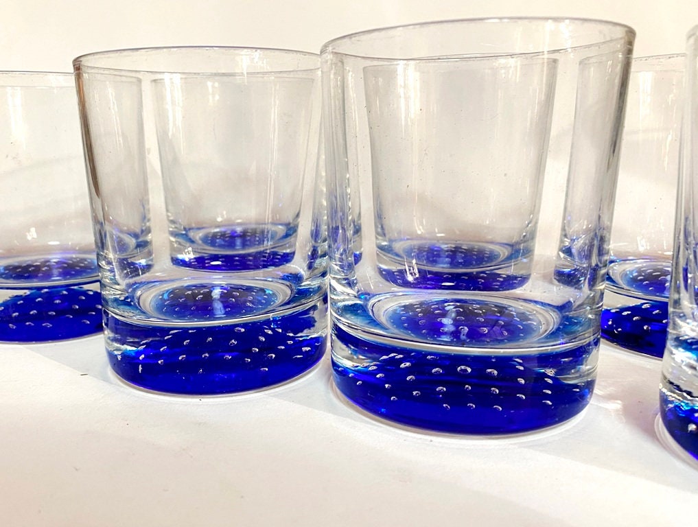 Design Bubble Glasses Blue Clear Controlled Bubbles Drink Glasses