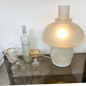 Opal glass mushroom lamp all-glass table lamp molded XL lamp cloud glass Peill Putzler, Germany MCM design 1970s, rare