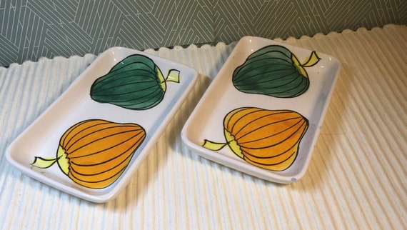 Mid Century Kleine Schalen-set Fingerfood-bowls Gemüse Vegetarisch Grün Gelb Paprika Decor by Schramberg Vintage Schälchen Dip Schalen