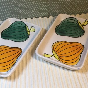 Mid Century kleine Schalen-Set Fingerfood-Bowls Gemüse vegetarisch grün gelb Paprika Decor by Schramberg  Vintage Schälchen Dip Schalen