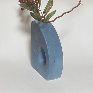 Blue Ceramic Vase Walter Becht, Germany, Handmade Design Vase Blue Glaze Elements Vase, Perforated Vase, Modern Art Vase 1970-80ss