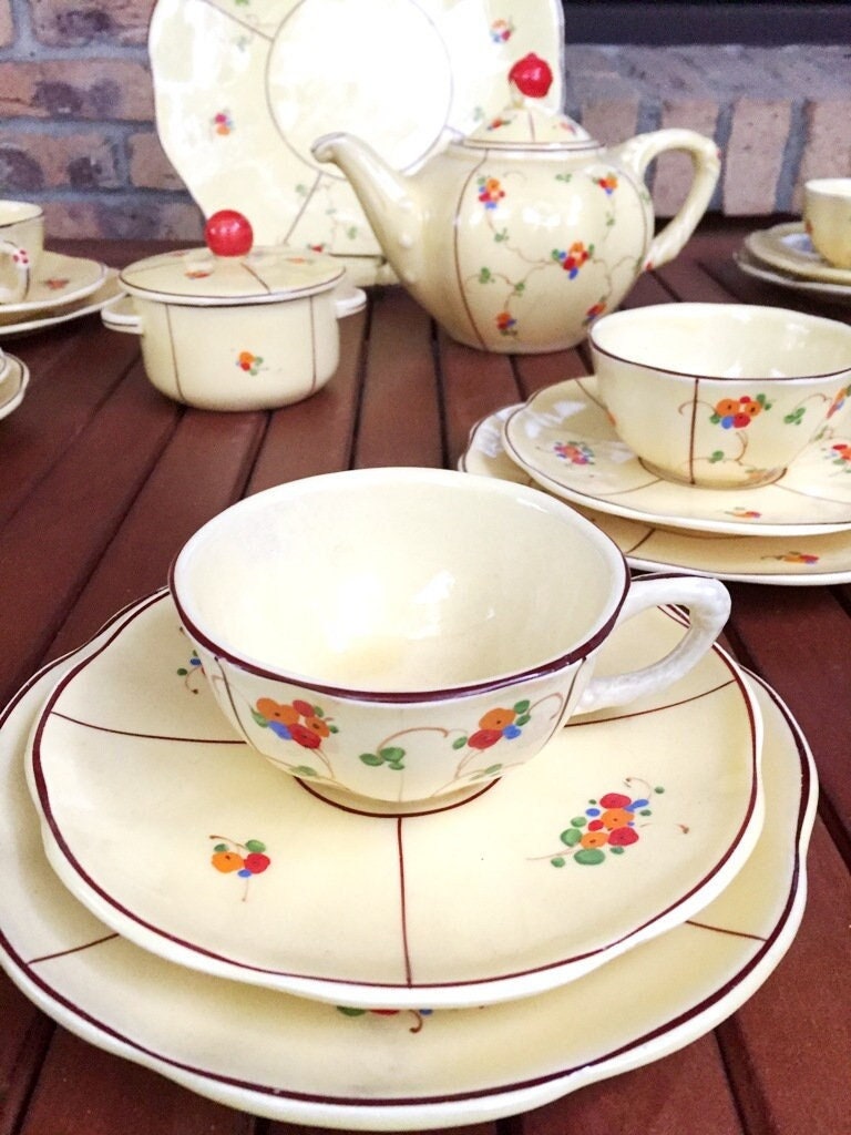 Ditmar Urbach Tea Service Tea Set Ceramic Service, 1930s, Handmade