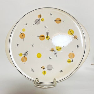 Assiette à gâteau Art Déco en céramique design Waechtersbach fabriquée à la main en Allemagne de l&#39;Ouest 1930-49 assiette à gâteau peinte à la main décor graphique
