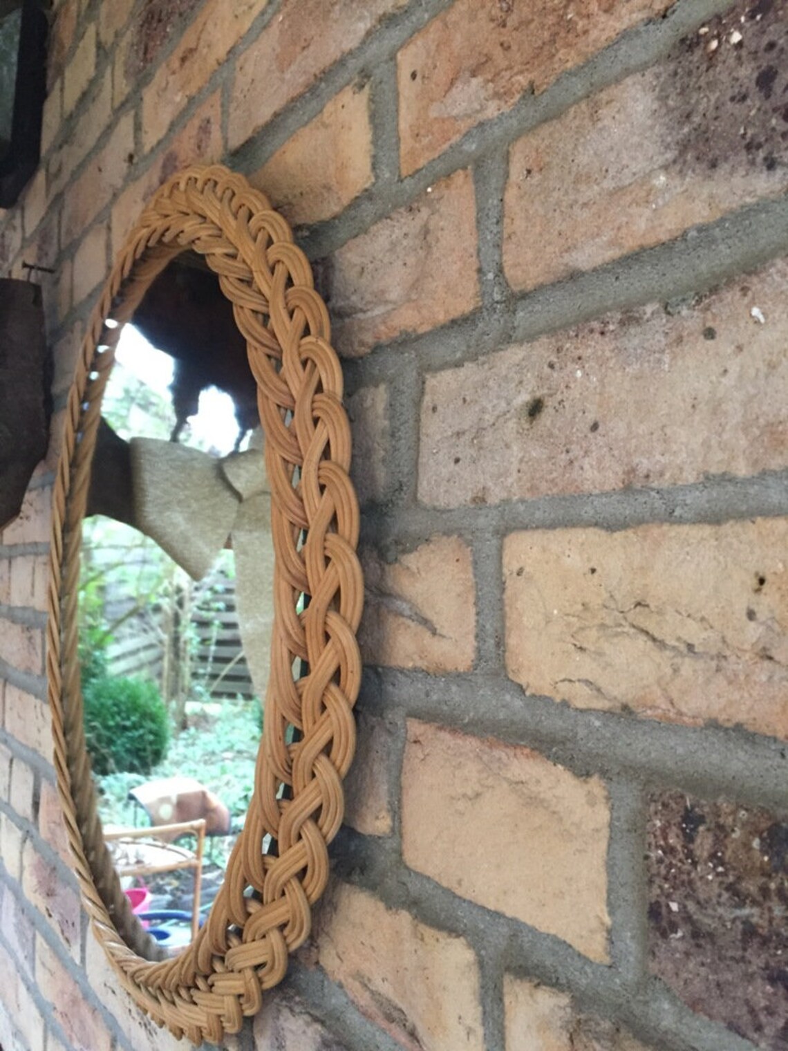 1970s Boho Mirror Handmade Wicker Basket Mirror Woven Wall Etsy