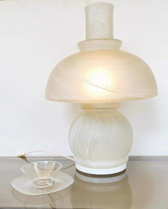 Opal Glass Mushroom Lamp All glass Table Lamp Molded XL Lamp Cloud