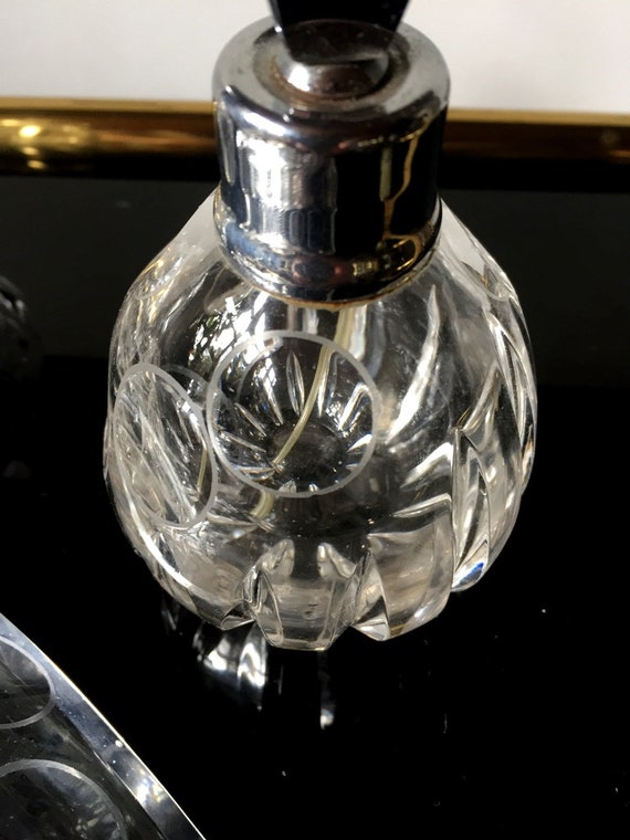 Lead crystal perfume glasses set, vanity glass hand c… Gem