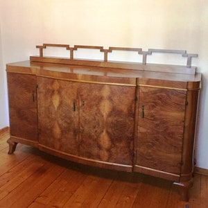 Art Deco burl walnut wood sideboard cabinet / highboard buffet sideboard mirror veneer rare one-off from the 1930s-40s