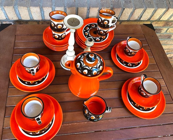 食器 COFFEEMAN Schramberg Coffee Service Zambesi Vintage Handpainted German