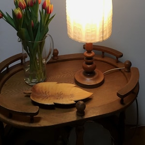 Precious wood table lamp, solid wood hand-turned table lamp, 70s boho lamp vintage , boho light lighting, high table lamp