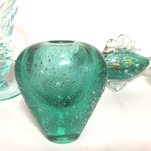 Bohemia turquoise glass vase , Zelesny Brod by Miroslav Klinger art glass vintage vase hand blown heavy rare beautiful 1950s-60s