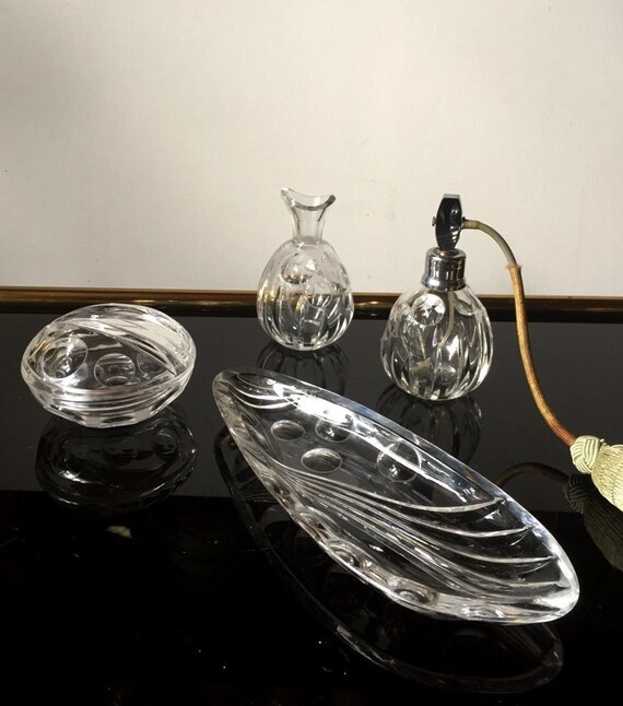 Lead crystal perfume glasses set, vanity glass hand c… Gem