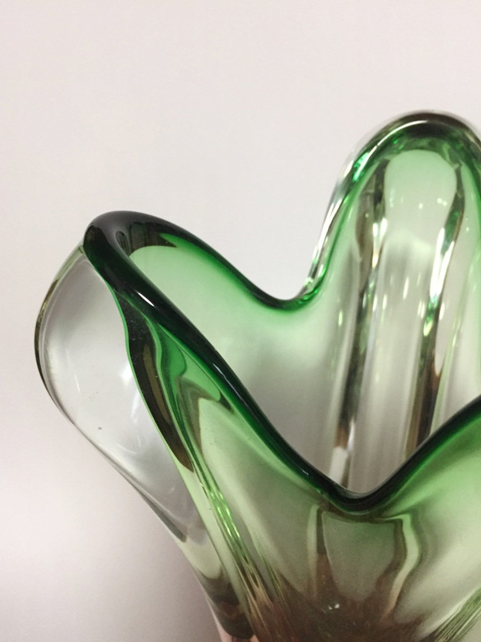 Josef Hospodka glass vase green Sommerso. Flower bud. Art | Etsy