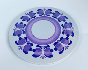 Round cake plate hand painted, vintage ceramic cake plate purple - white cake plate Halloween birthday gift WGP Germany 60-70s