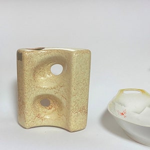 Wazon Bertoncello Włochy, wazon Roberto Rigon, jasny wazon z 2 otworami, wazon blokowy, ręcznie robiony, wazon nowoczesny design artystyczny wazon ceramiczny 1960-70