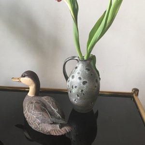 Studio ceramic vase, Goschala design unique piece of art ceramic grey-white snow leopard glaze, signed form JIA Erhard Goschala Germany 60s