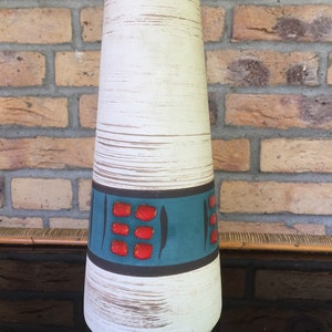 Southwest Ceramic Vase Gaucho Style handmade Scheurich, Germany flower vase, 1960 art ceramic red turquoise rare Boho