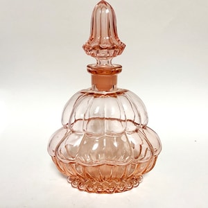 Pink baroque glass carafe liqueur carafe large perfume glass bottle organically shaped grape shape very rare neo baroque style antiqu