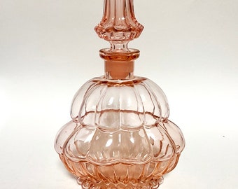 Pink baroque glass carafe liqueur carafe large perfume glass bottle organically shaped grape shape very rare neo baroque style antiqu