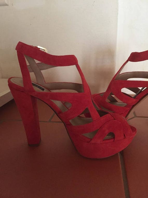 Zapatos rojos de tacón alto terciopelo noble - México