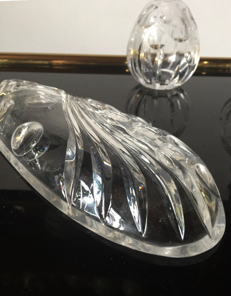 Lead Crystal Perfume Glasses Set, Vanity Glass Hand Cut Moser Style ...