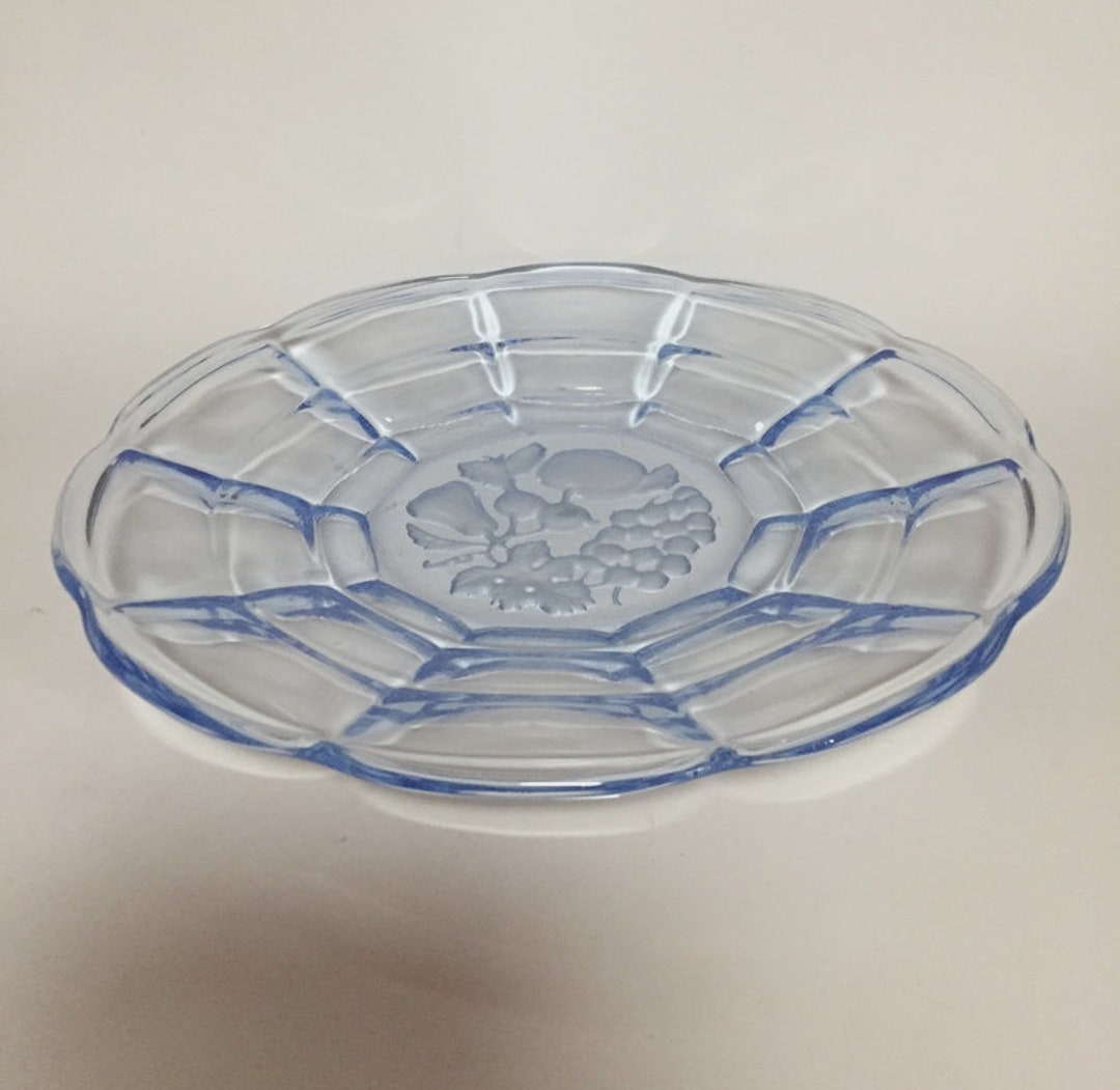 Blue Glass Serving Bowl, Vintage Pressed Glass Glass Bowl, Light Blue