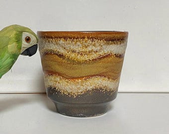 Vintage Lava Planter German Studio Ceramic Planter Beige Brown White Fat Lava Ceramic Planter Plants Flower Pot 1960s Original