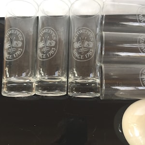 SCHWEPPES drink glasses, vintage highball glasses, vodka lemon, 6 x advertising glass, 80s party, cult,  boho barware