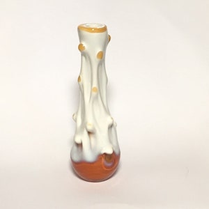 Art glass vase Prokuplje Yugoslavija, white orange designer vase hand-blown heavy vase flower vase Murano style 1960-70s Pop Art Boho