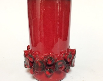 Ceramano Welling Vase Rote  Vase, handgefertigte Keramik Designvase, Ceralux FORM 102    Germany Modern Art Sammler 1960-70er Jahre