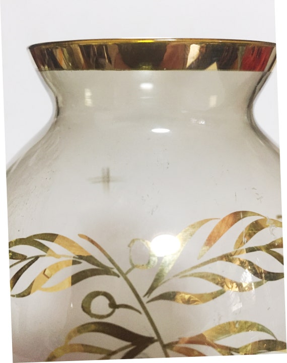 Bohemia Glass Vase Art Deco Vase, Hand-painted Golden Palm