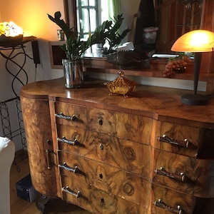 Art deco cabinet 1940s Borsani buffet walnut sideboard venetian baroque style credenza,  chest of drawerst vintage 20s-40s