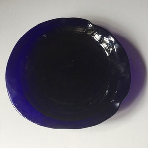 Glass bowl blue XL organically molded huge glass bruck deep blue, Scandinavian handmade cobalt- rare, minimalist 60s-70s